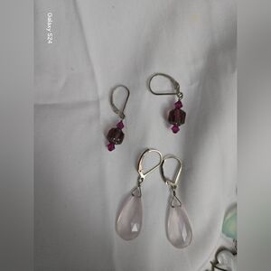 Elegant Pink and Purple Drop Earrings